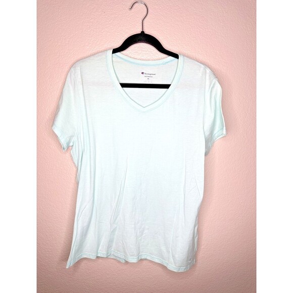 Champion Tops - Champion Shirt Womens XL Light Blue V Neck Short Sleeve Soft Casual Tee Top